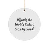 Funny Security Guard Gifts from Friends - 'Officially The World's Coolest Security Guard' Circle Ornament for Christmas - Image 1